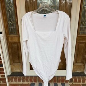 Old Navy White Ribbed Long Sleeve Bodysuit